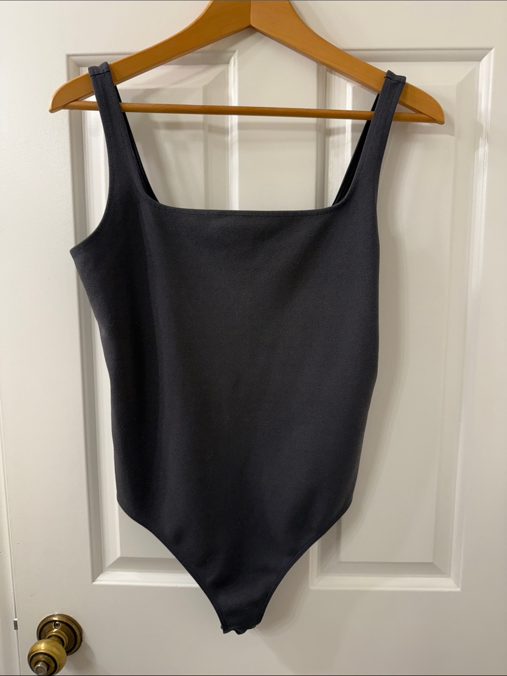 Express Charcoal Grey Square Neck Tank Bodysuit